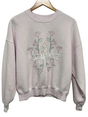 Hello Kitty My Melody x F21 Light Pink Crewneck Sweater Rhinestone Embellished S